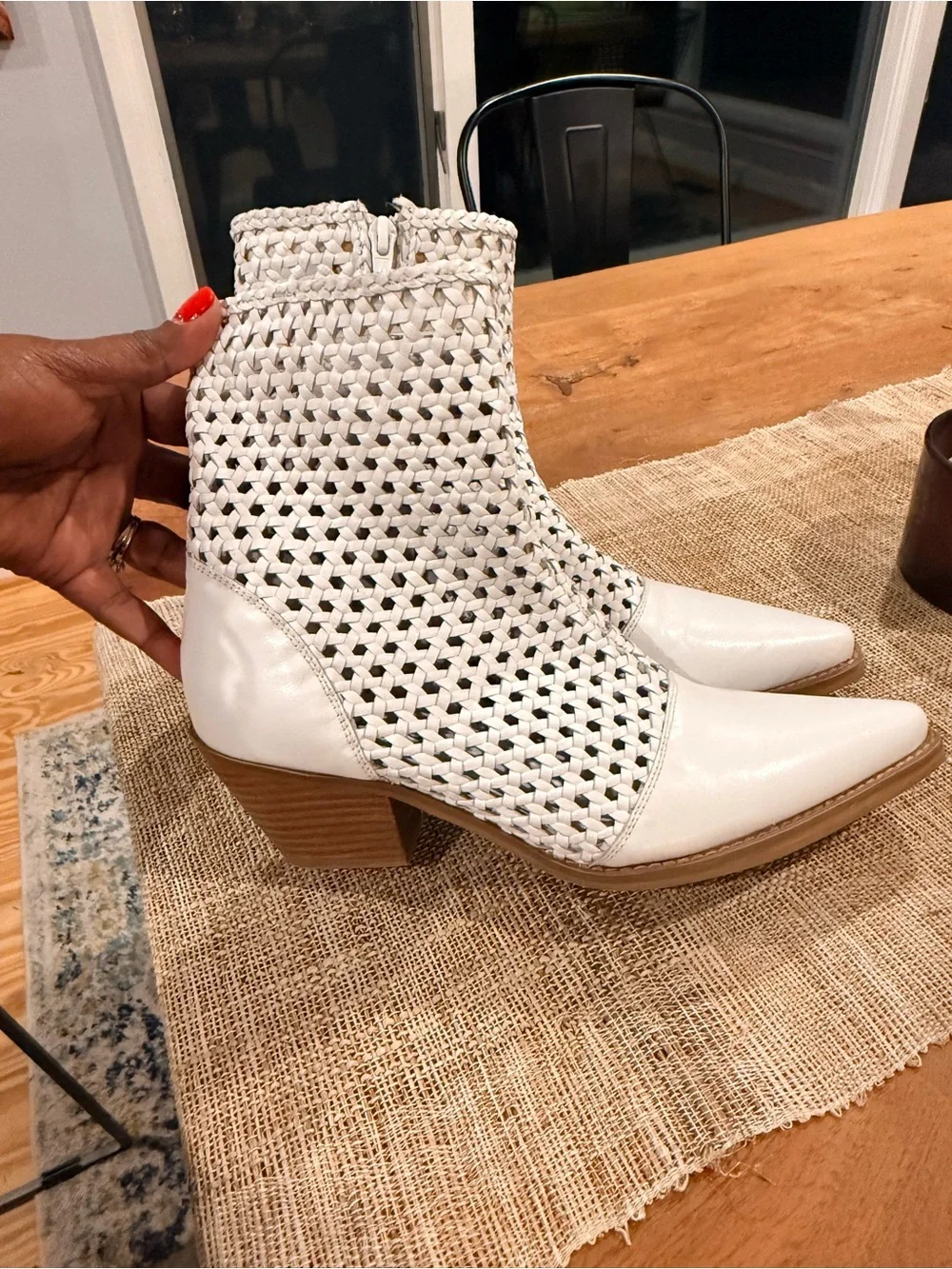 Coconuts by Matisse White Woven Leather Ankle Booties